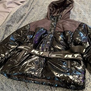 Black Shiny Puffer coat